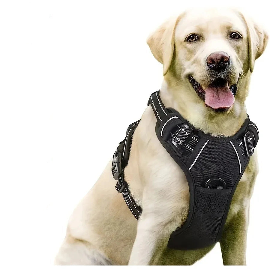 Adjustable Dog Harness & Collar Set with Leash – Leather Puppy Walking Vest for Small, Medium & Large Dogs