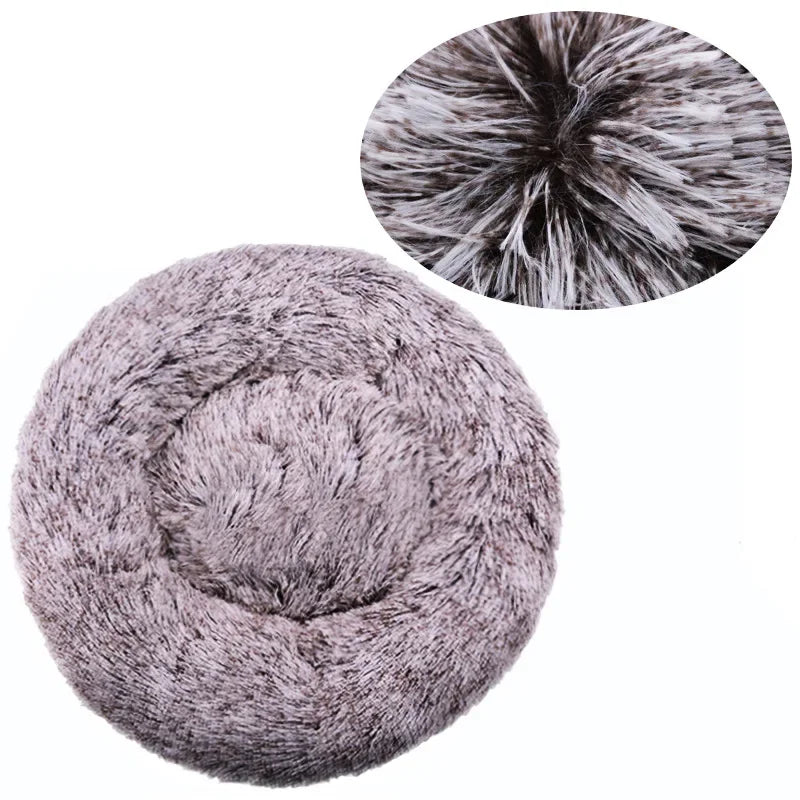 Round Plush Pet Bed (40-90cm) – Super Soft Winter Cozy Bed for Cats & Dogs of All Sizes