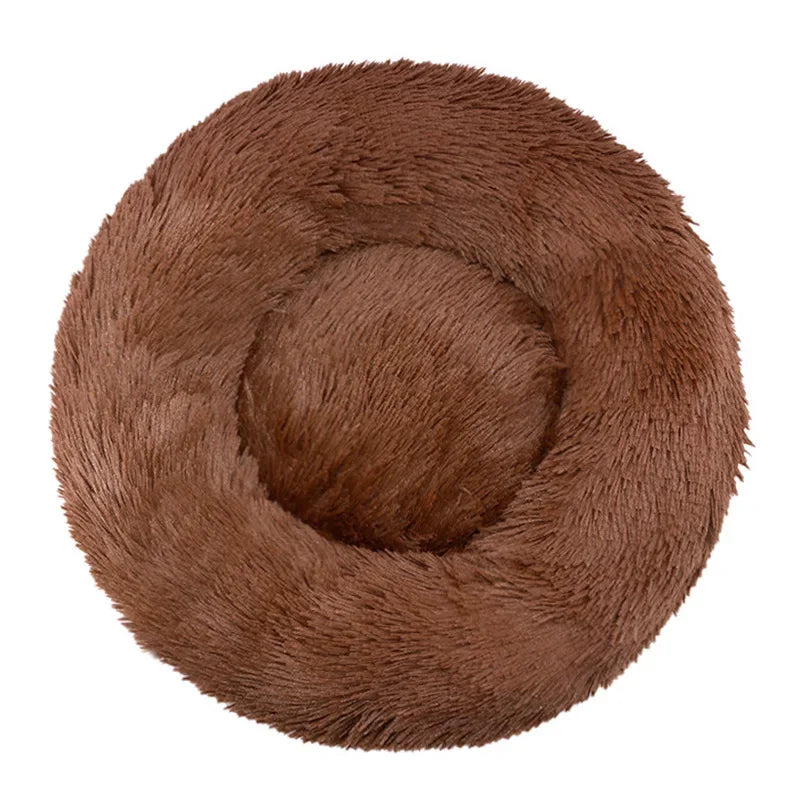 Round Plush Pet Bed (40-90cm) – Super Soft Winter Cozy Bed for Cats & Dogs of All Sizes