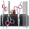 4 Versatile Sizes  Straight shears, curved shears, and smaller detail scissors for full-body grooming.