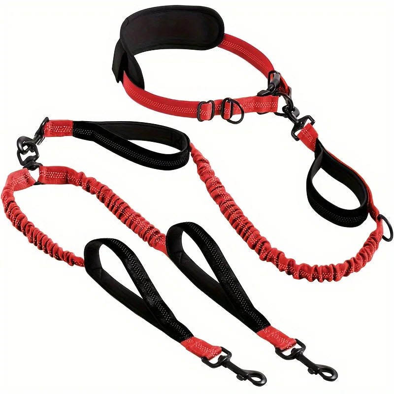 Shock-Absorbing Elastic Dog Leash – Explosion-Proof Dual Handle Running & Walking Rope