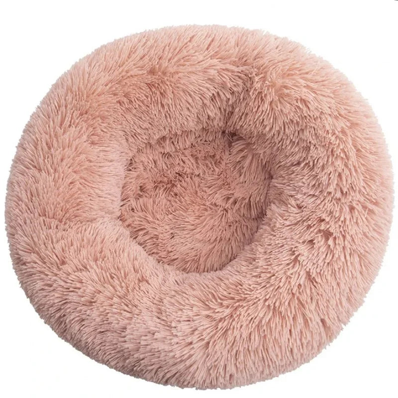 Round Plush Pet Bed (40-90cm) – Super Soft Winter Cozy Bed for Cats & Dogs of All Sizes