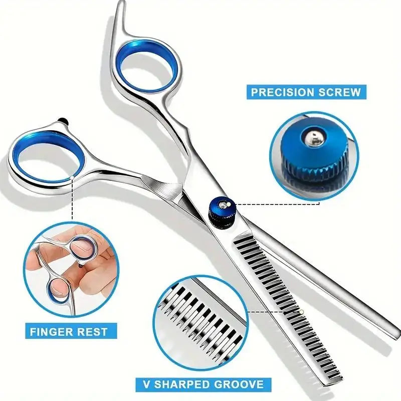 4 Versatile Sizes  Straight shears, curved shears, and smaller detail scissors for full-body grooming.
