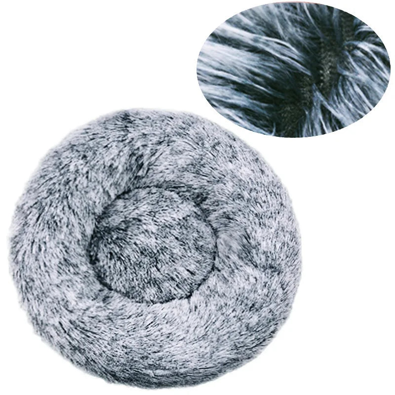 Round Plush Pet Bed (40-90cm) – Super Soft Winter Cozy Bed for Cats & Dogs of All Sizes