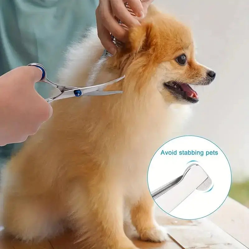 4 Versatile Sizes  Straight shears, curved shears, and smaller detail scissors for full-body grooming.