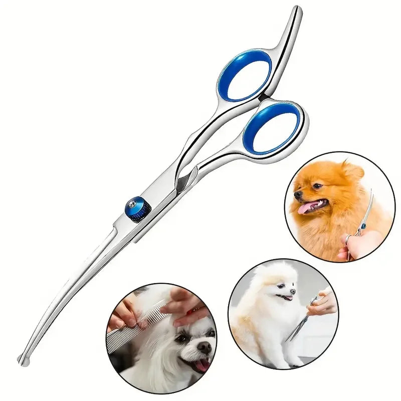 4 Versatile Sizes  Straight shears, curved shears, and smaller detail scissors for full-body grooming.