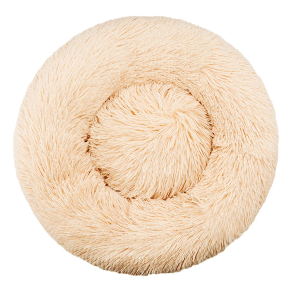 Round Plush Pet Bed (40-90cm) – Super Soft Winter Cozy Bed for Cats & Dogs of All Sizes